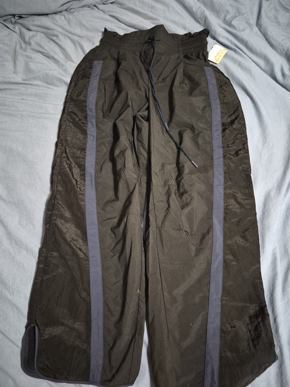 Free People Black Jogger Pants with Gray Side Stripes
